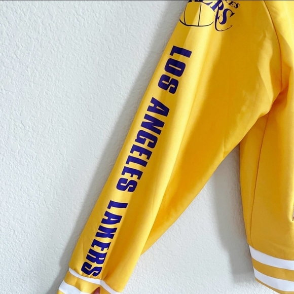 Kobe Bryant Mens NBA Los Angeles LA Lakers Button Front Athletic Jacket Yellow - Picture 3 of 8